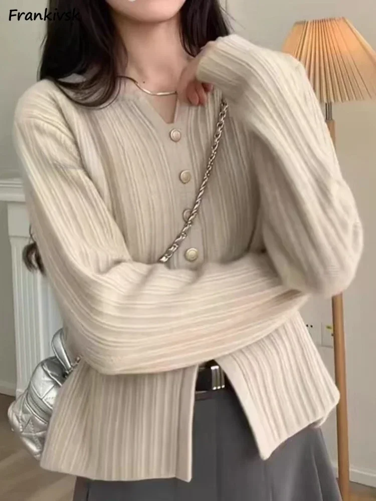 

Sweaters Women Advanced Simple Purity All-match Temperament V-neck Leisure Korean Style Streetwear Office Lady Popular Stylish