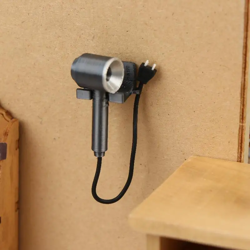 Miniature Wall-mounted Hair Dryer Ornament 1/12 Dollhouse Hair Dryer Model Dollhouse Bedroom Furniture Decor Pretend Play Toys