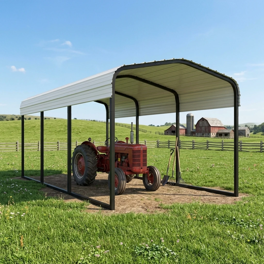 Prefab Wholesale 12*20ft Prefab Vehicle Shed Kit Boat Shelter Outdoor Heavy Duty Galvanized Steel Metal Carports Factory