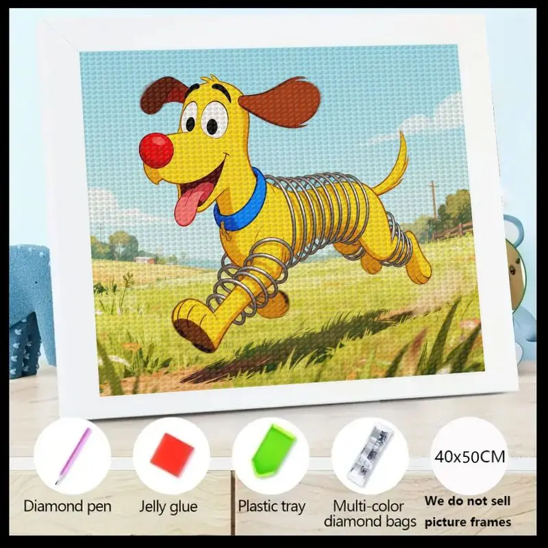 

1 шт., набор для рисования 5D с милым мультяшным весенним собакой, набор для рисования кристаллами «сделай сам», искусство со стразами и жёлтым животным, изображение драгоценных камней для