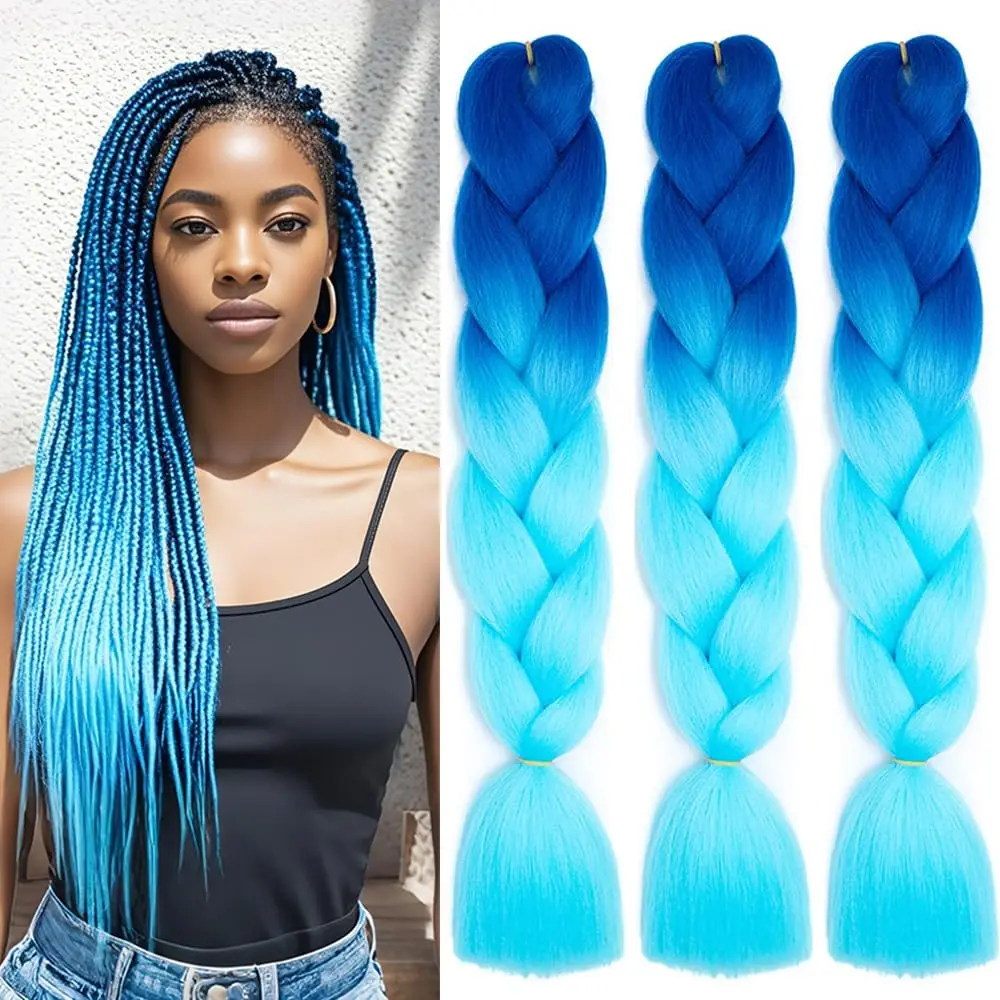 

Jumbo Braiding Hair synthetic Ombre Braiding Hair 3 Pack 24 Inch High Temperature Synthetic Crochet Braids Hair Extensions