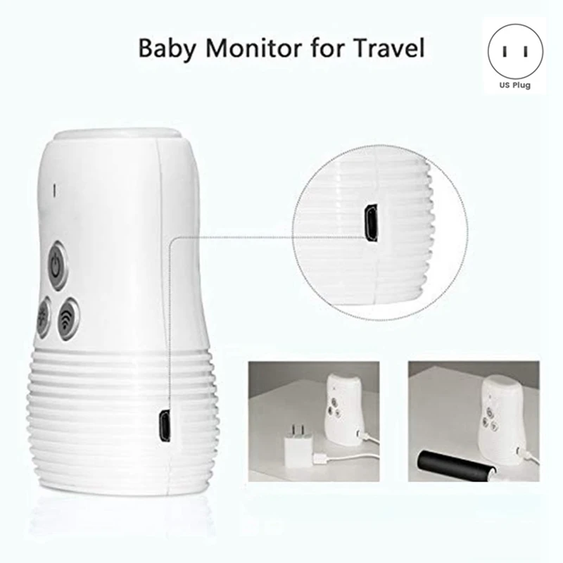 Baby Audio Monitor 2-Way Talk Baby Intercom Wireless Night Light Home Child Safety Device 2.4Ghz US-Plug Easy Install