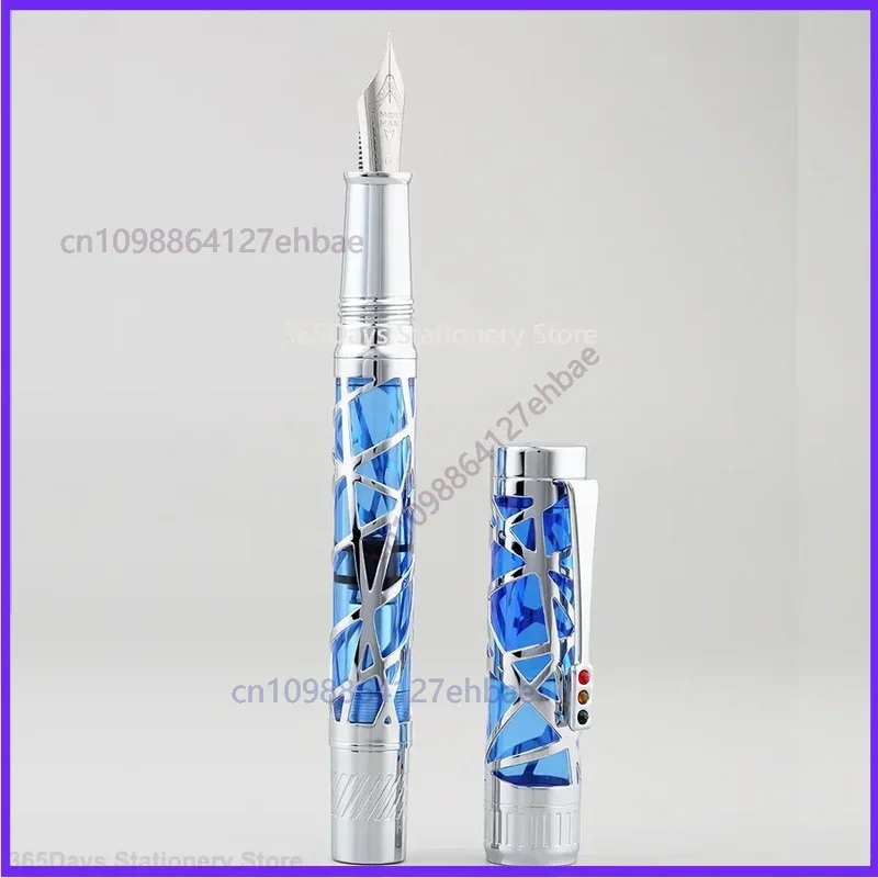 For Majohn City Light Hollow Fountain Pen, Traffic Light Clip Piston, Vacuum Plating, Ink-Absorbing, Transparent Metal Resin Pen