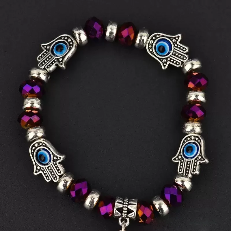 Fatima palm Evil Eye Charm Bracelets Hamsa hand religious blue beads Lucky bracelet Best Match Turkish bracelet