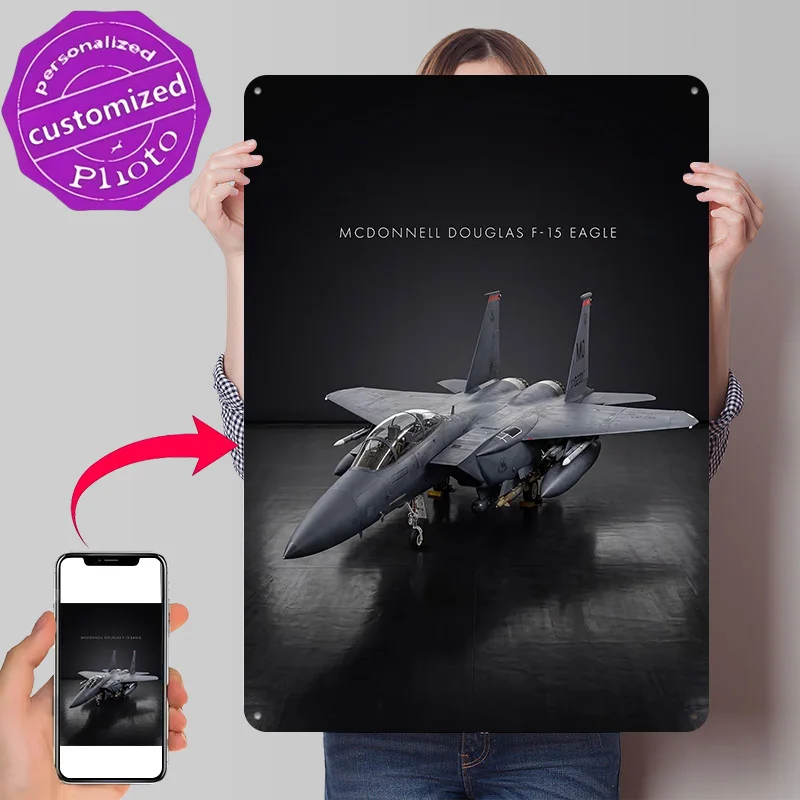McDonnell Douglas F-15 Eagle Fighter Jet Metal Poster Perfect Gift for Fans Lovers Personalized Wall Art Metal Sign for Decor
