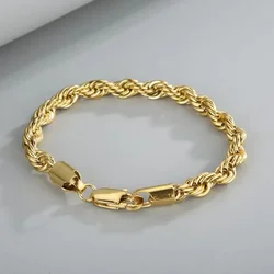 New trending 18k Gold Silver Plated 4MM Rope Chain Bracelets for Men Charm Women Lady Wedding Party Gifts 20cm designer jewelry