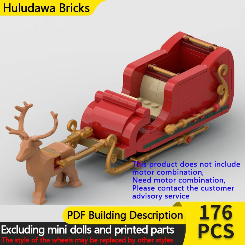 

City Car Model MOC Building Bricks Christmas Medium Open Sleigh Modular Technology Children Holiday Gifts Assemble Toys Suit