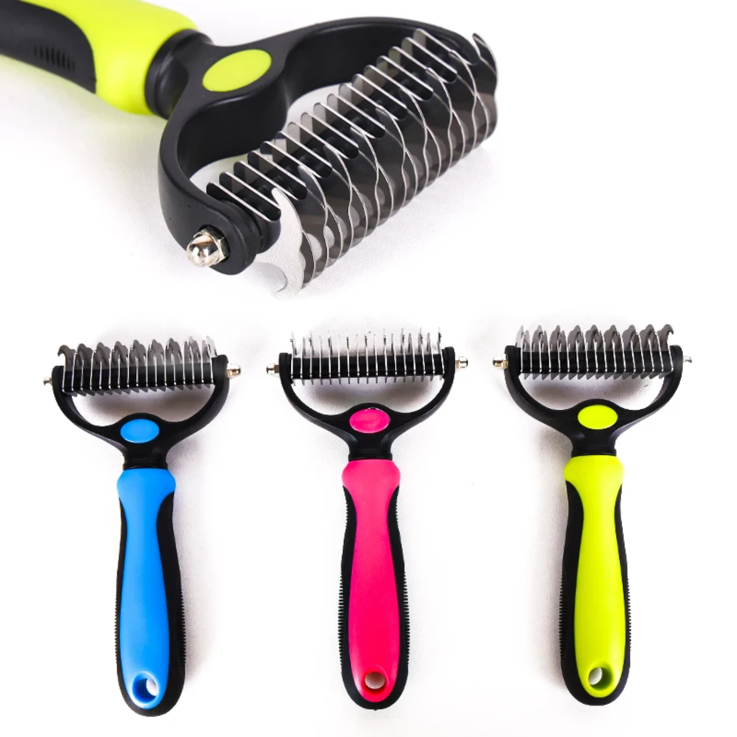 Efficient, Professional Essential Pet Grooming Brush for Dogs and Cats - Versatile Double Sided Undercoat Rake Comb - Perfect To