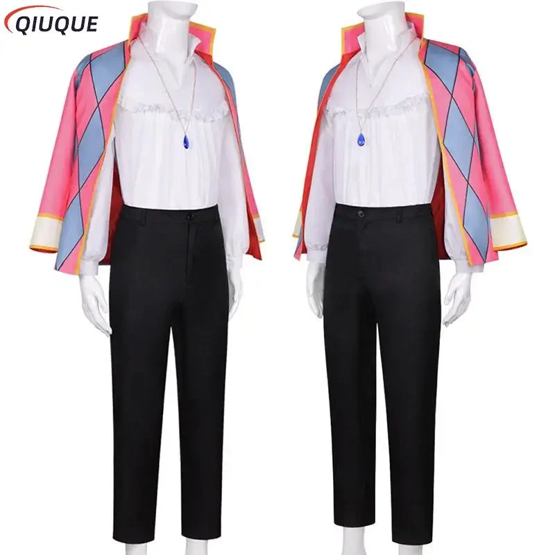 Howl cosplay traje peruca uniformes masculinos anime roupas de halloween casaco brincos colar anel