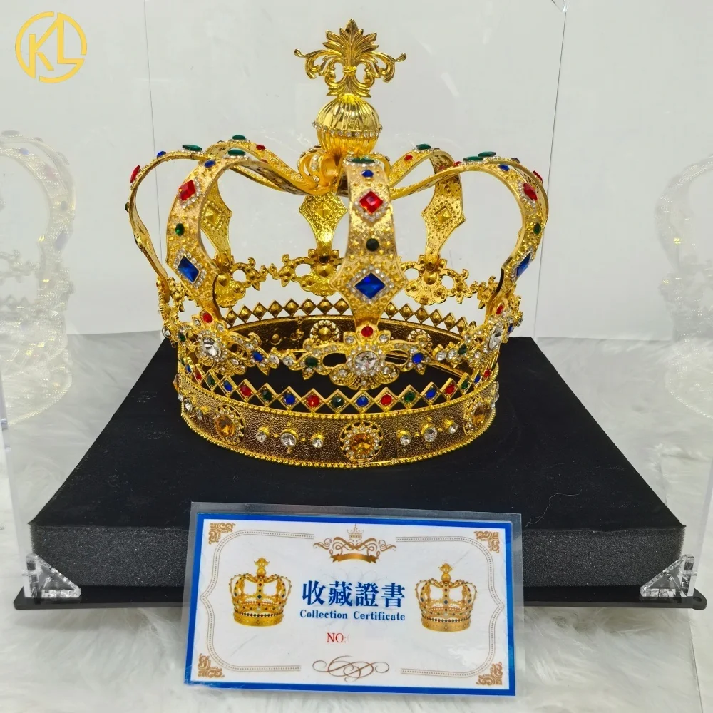 2026 New Gold Color Crown 26cm Metal Craft With Box Collection Gift For Home Decor Ornaments To Collector