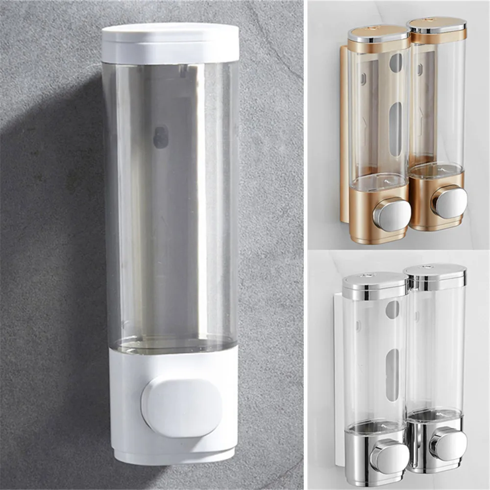 Wall Mounted Liquid Soap Dispenser Bath Shower Gel Shampoo Container Single/Double Hand Washer Hotel Family Bathroom Accessories