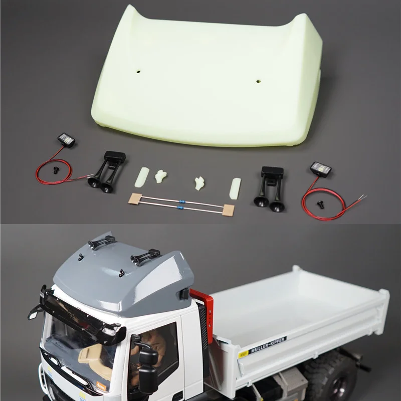 

Simulation High Roof Spoiler Kit with LED Light for 1/14 Tamiya RC Truck Tipper Iveco JUWUBA Model Car DIY Accessories