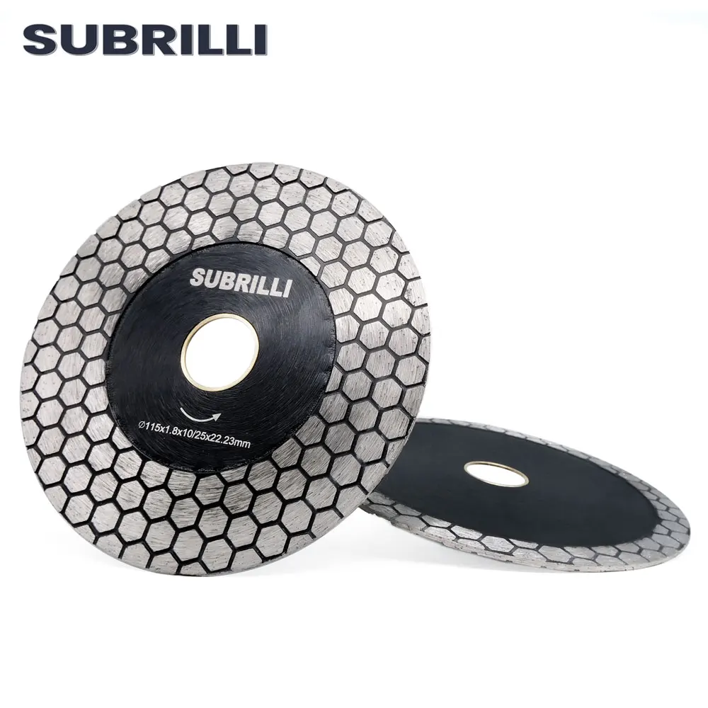 SUBRILLI 115mm/4.5Inch Diamond Cutting Disc Chip Free Circular Saw Blade Grinding Disc For Porcelain Tile Marble Stone Hexagonal