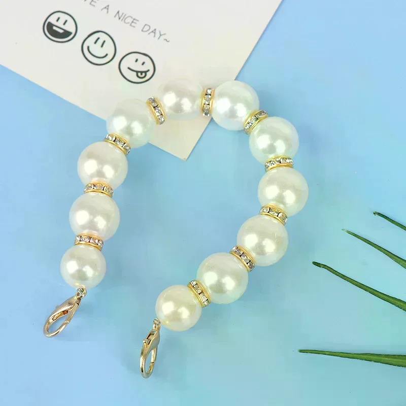 1 Pack Faux Pearl Bag With Beaded Belt Handle Chain Women's Bag Tote Bag Handle Replacement Pearl Carrying Chain Bag Accessories