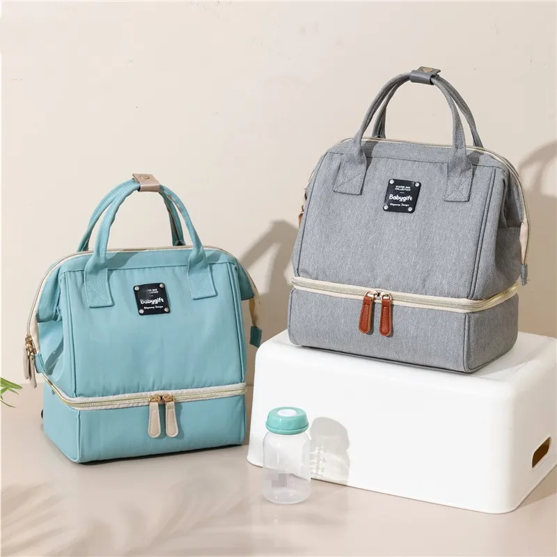 Milk Storage Bag Insulation Bag Zipper Lunch Bag Double Layer Fresh Keeping Bag Multifunction Baby Bottle Backpack Shoulder Bag