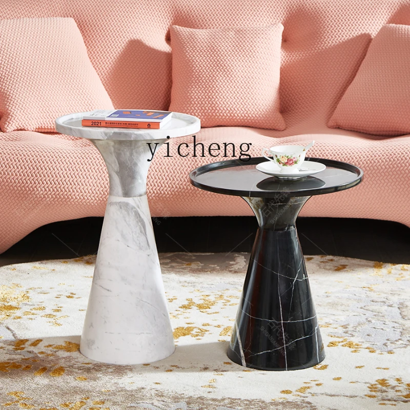 Natural Marble Tea Table Height Combination Light Luxury Small Coffee Table Exquisite Design Small round Table