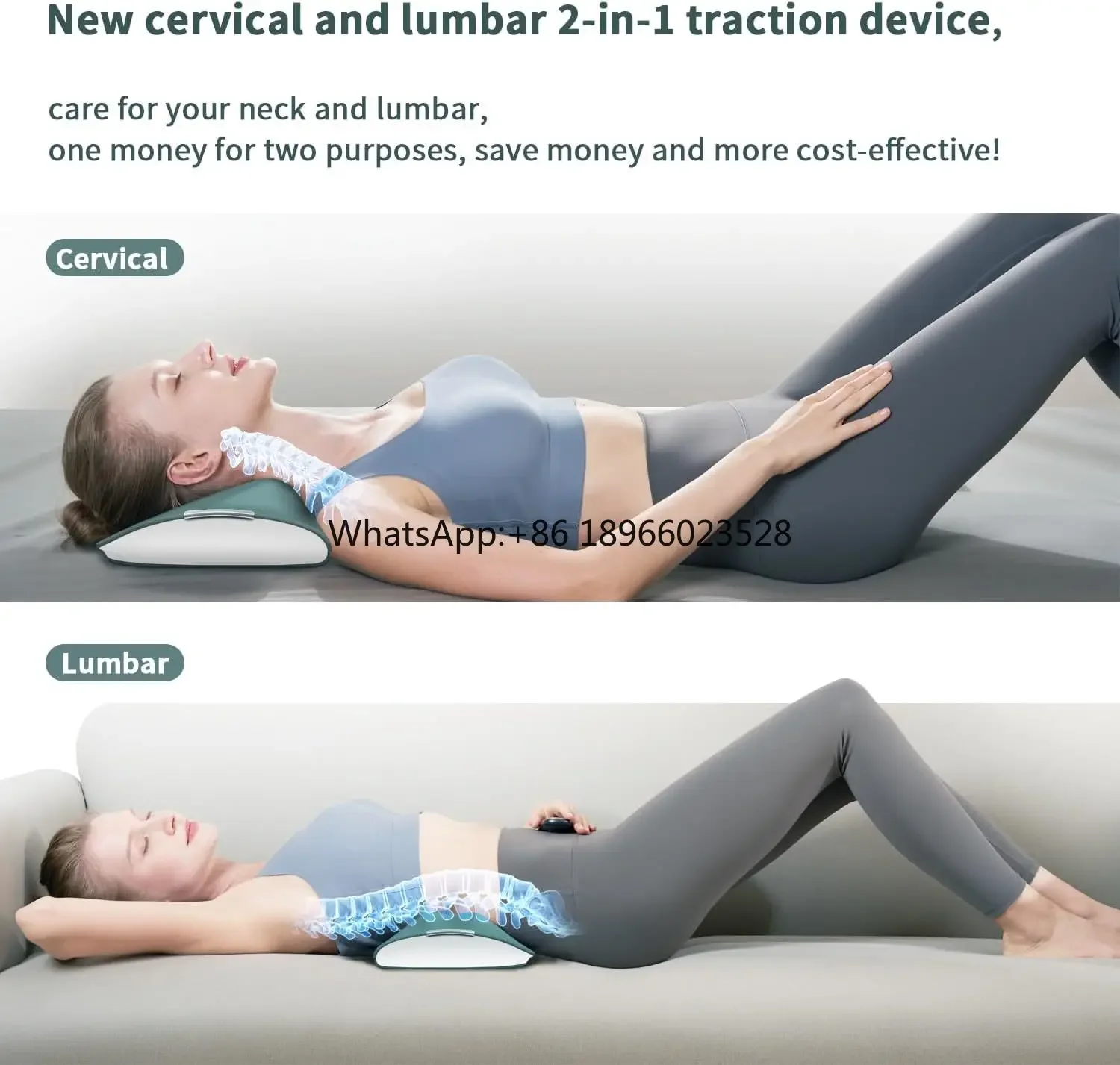 Multifunctional Portable 2 in 1 Lumbar Waist Neck Shoulder Stretcher Massager Lower Back Cervical Collar Neck Traction Device