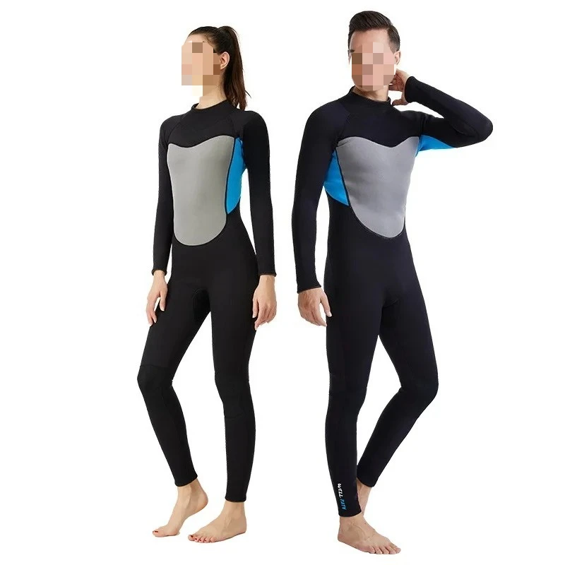 3MM Thickened Warm One-piece Wetsuit Men's and Women's Swimsuit Wetsuit Long Sleeve Surf Suit
