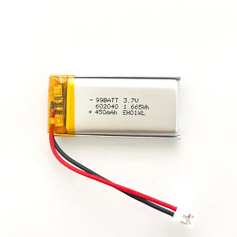 10PCS 602040 Battery 3.7V 450mAh Polymer Lithium LiPo Rechargeable Batteries for GPS MP3 MP4 MP5 Car DVR Tachograph Headphone