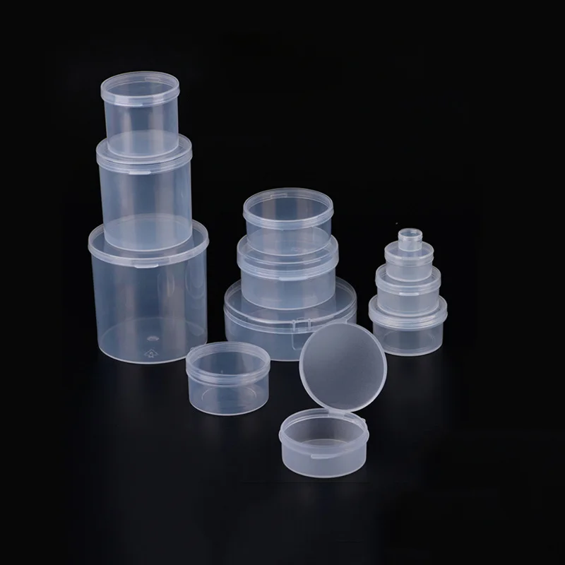 1Pcs Small Round Clear Plastic Beads Storage Box Jewelry Organizer Case Small Items Crafts Hardware Storage Container Case