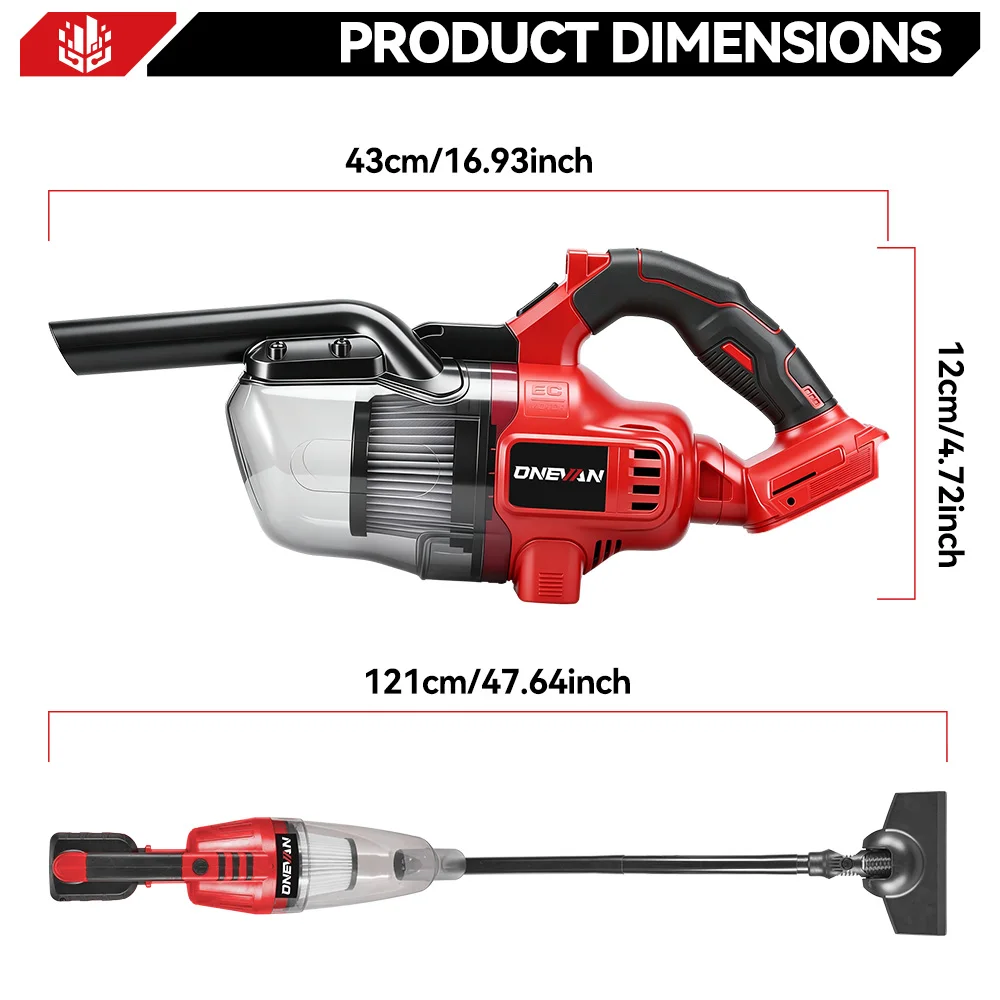 ONEVAN 16KPA Elektrischer Staubsauger 6-in-1 Kabelloser Handstaubsauger für Zuhause Boden Tierhaar Reinigungsgerät für Makita 18V Akku – Detail 5