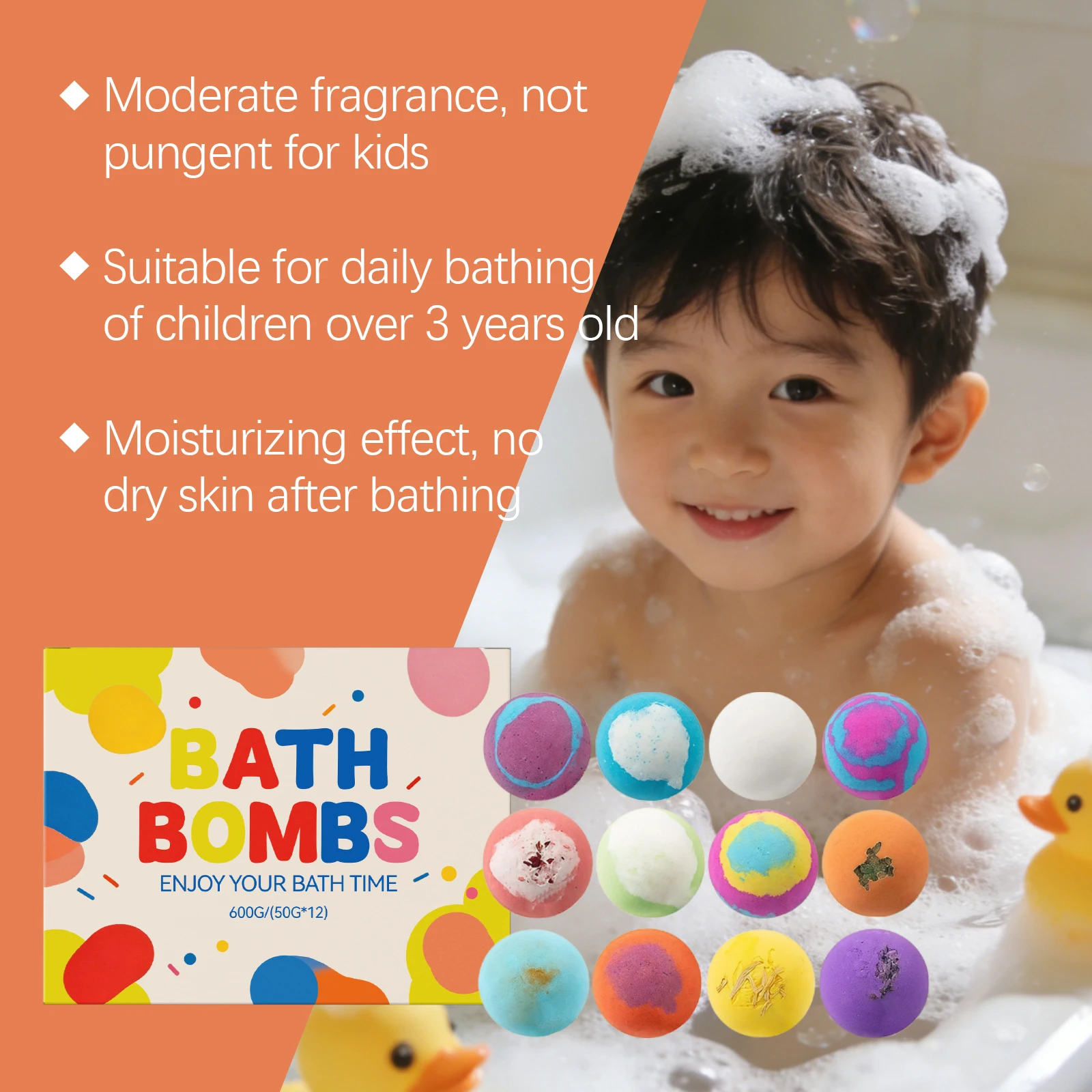 Bath Bombs Balls Moisturizing Locks Moistures Multi-effect Gently Cleanses Softens Skin Skin-Friendly Mild Formula Colored Fizzy view 2