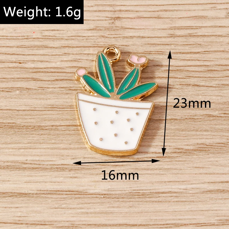 Tusember 10 Stück niedliche Pflanzen-Kaktus-Anhänger, Rosenblüten-Anhänger für handgefertigten Schmuck, Armbänder, Halsketten, Ohrringe – Detail 20