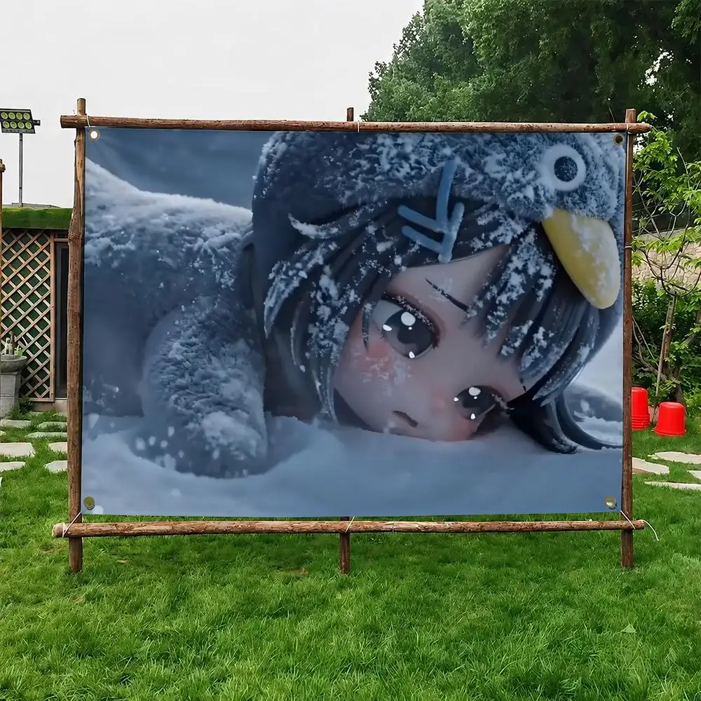 Gugu Gaga Penguin Meme Cute Flags Soft Durable Tapestry Skin-friendly For Outdoor Party Home Living Room Bar Bedroom Decoration