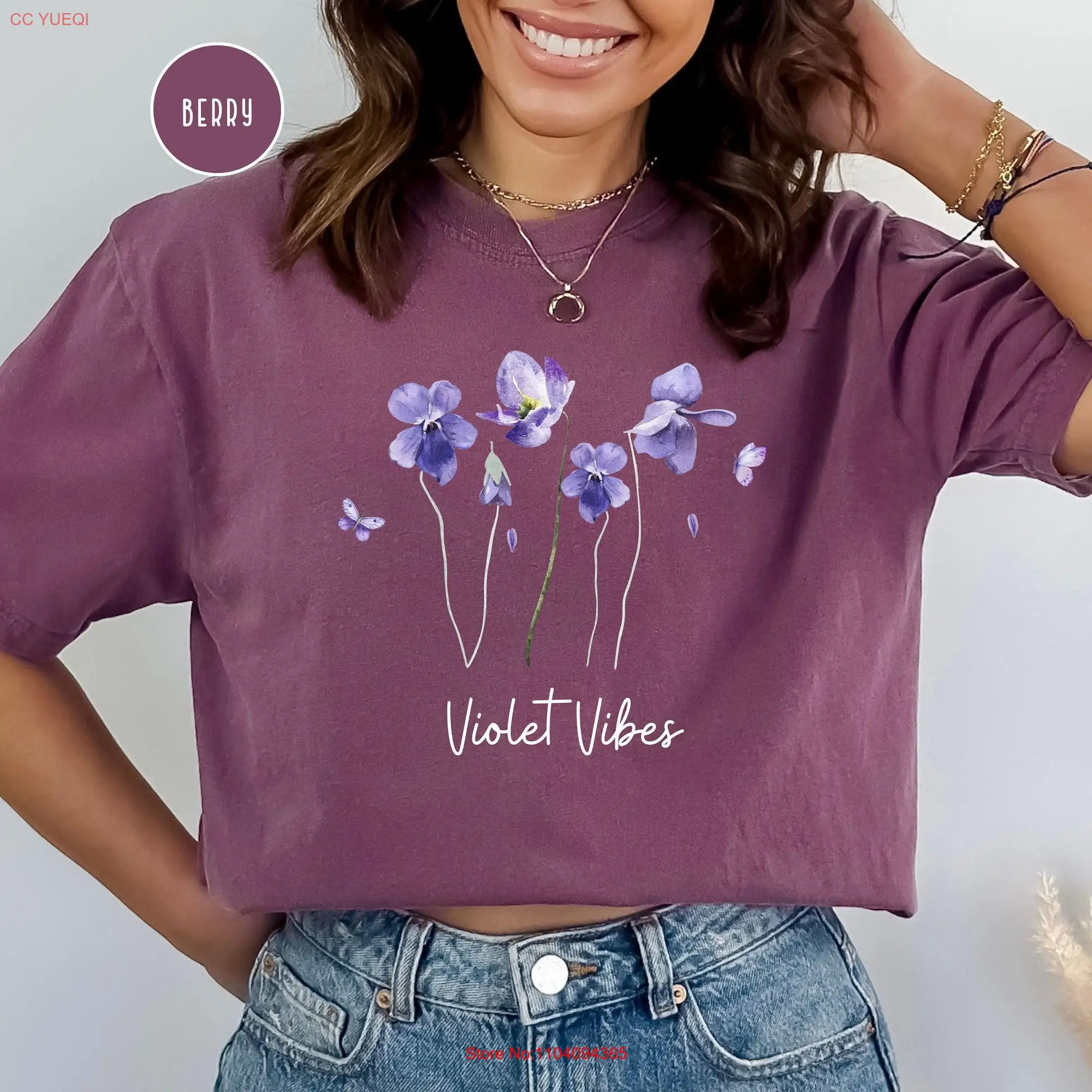 Wild Violet Flowers Comfort Colors T Shirt February Birth Flower Birthday GifT Plant Mom for Lover Gardner