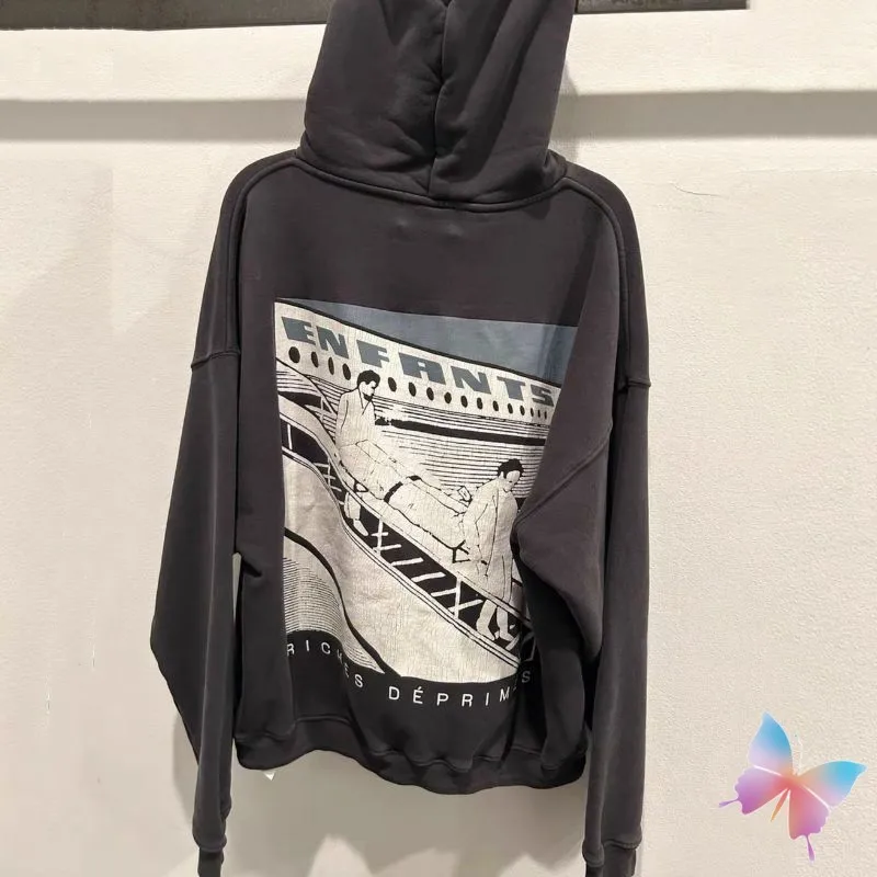 

24ss Fast Shipping Winter New ERD Hoodies Vinatge Black Stretcher Airplane Print Hooded Sweatshirt Casual Men Women Hoodys