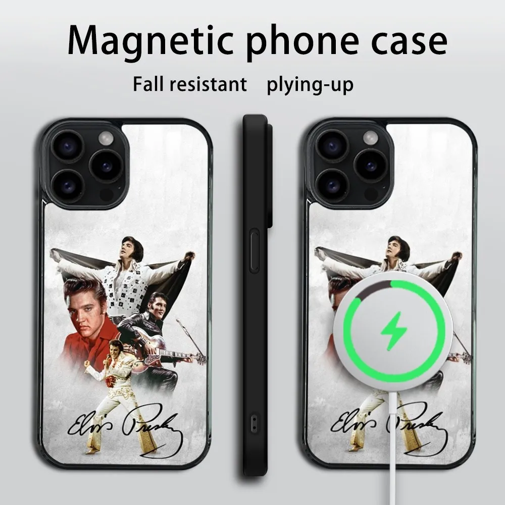 Singer E-Elvis P-Presley Phone Case For iPhone 16 15 14 13 12 11 Pro Max Plus Mini Magsafe Mirror Wireless Magnetic Cover