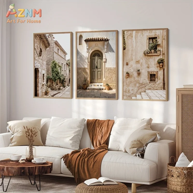 1pc/3pcs Mediterranean Italian Rural Wall Art Decorative Paintings Canvas Posters Italian Photography Prints Rural Wall Art
