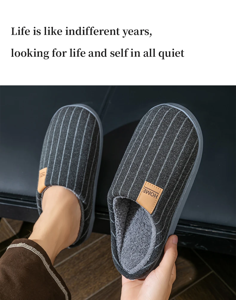 Gemütliche Clog-Hausschuhe aus Stoff mit vertikalen Streifen, Unisex, weich, warm, rutschfest, leicht, bequem, für Paare, Winter-Hausschuhe – Detail 12
