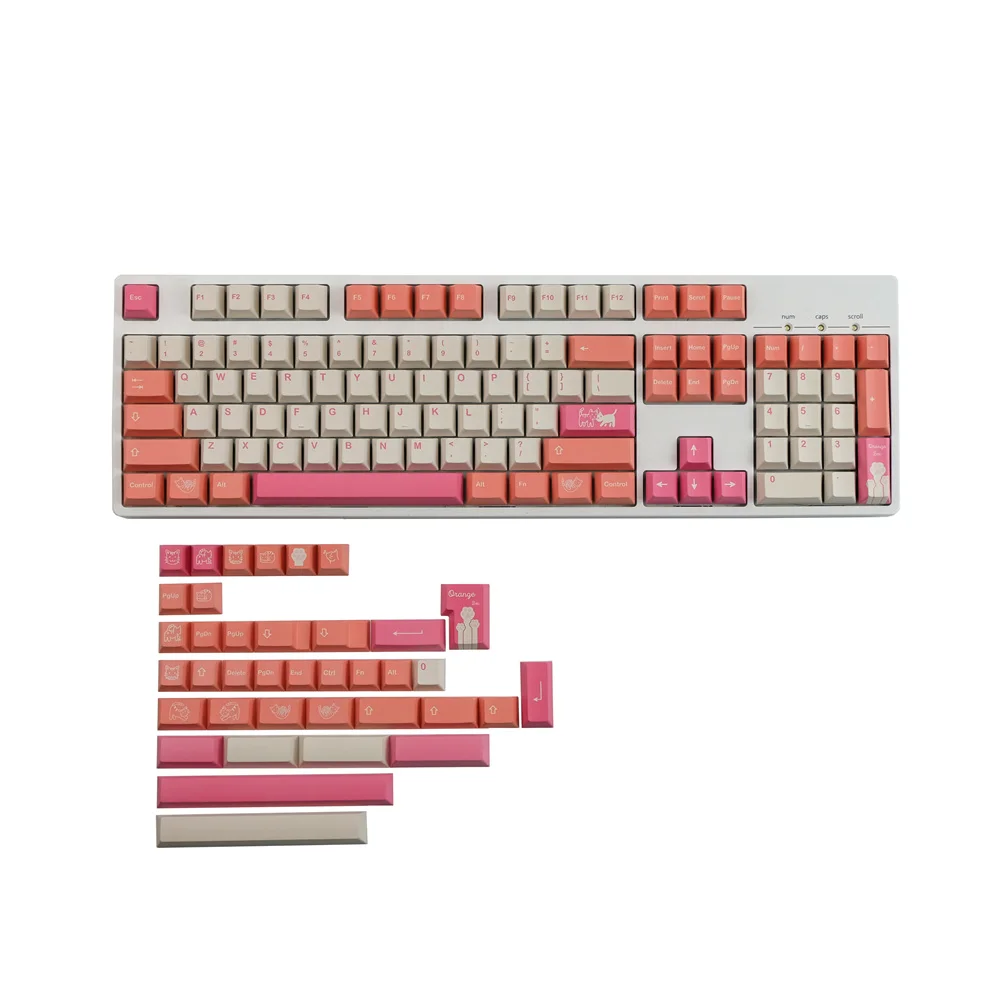 Imagem -06 - Gmk Orange Cat Keycap Perfil Cereja 142 Chaves Iso Enter Dye Subbed Full Pbt Keycaps para Teclado Mecânico Interruptores mx