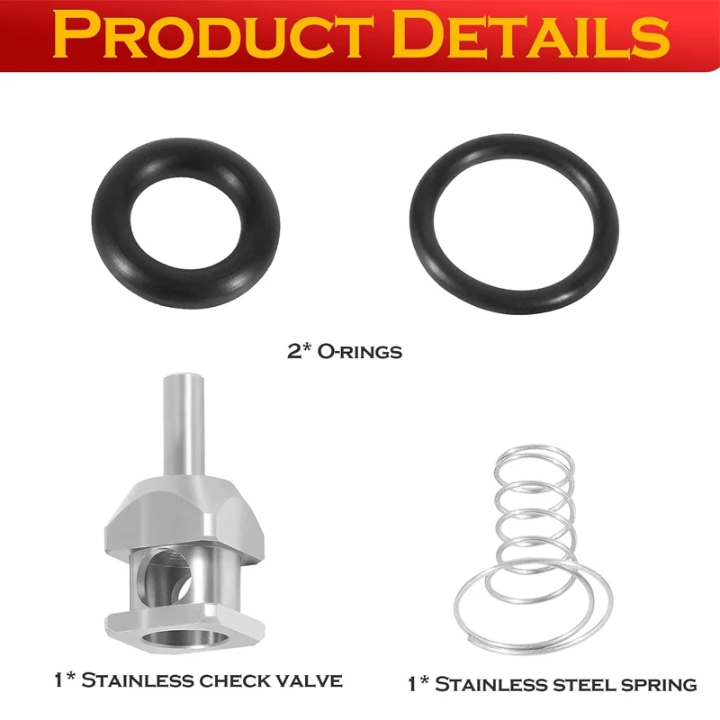 Check Valve O-rings and Stainless Steel Spring ,MC-300 Fuel Check Valve Rebuild Kit for Harley Davidson 20-22 EFI Systems
