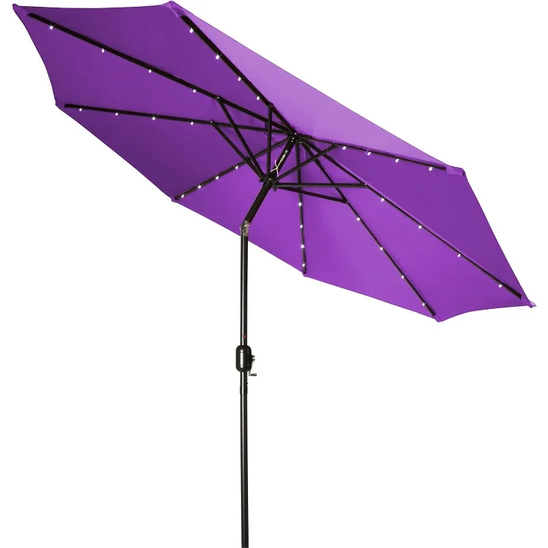 Deluxe Solar Powered LED Lighted Patio Umbrella - 9'