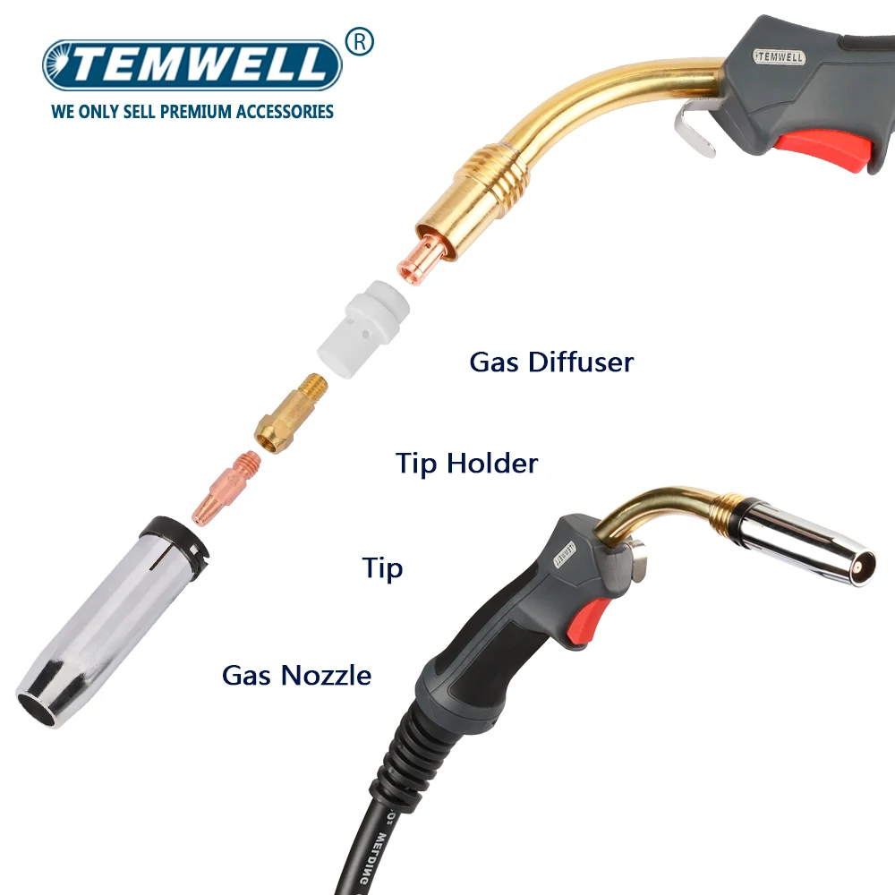 36KD MIG Welding Torch Tips Consumables M8*30mm 0.8/1.0/1.2/1.4 mm Holder Torch Gun Nozzle MIG MAG Co2 Gas Soldering Accessories