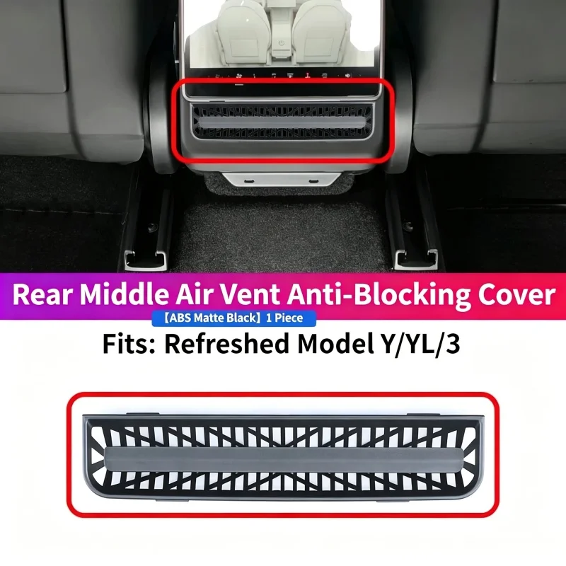 1Set/3Pcs Anti-Clog Grille Protectors Interior Air Vent Covers for 2025–2026 Tesla Model Y/YL (Juniper) Seat-Mounted Vent Guards