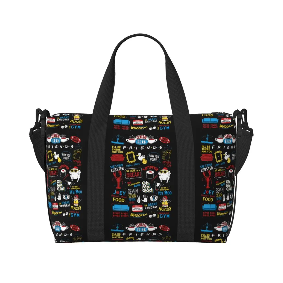 

Custom TV Show Friends Symbol Beach Tote Bag Women Big Compartment Beach Gym Travel Bags