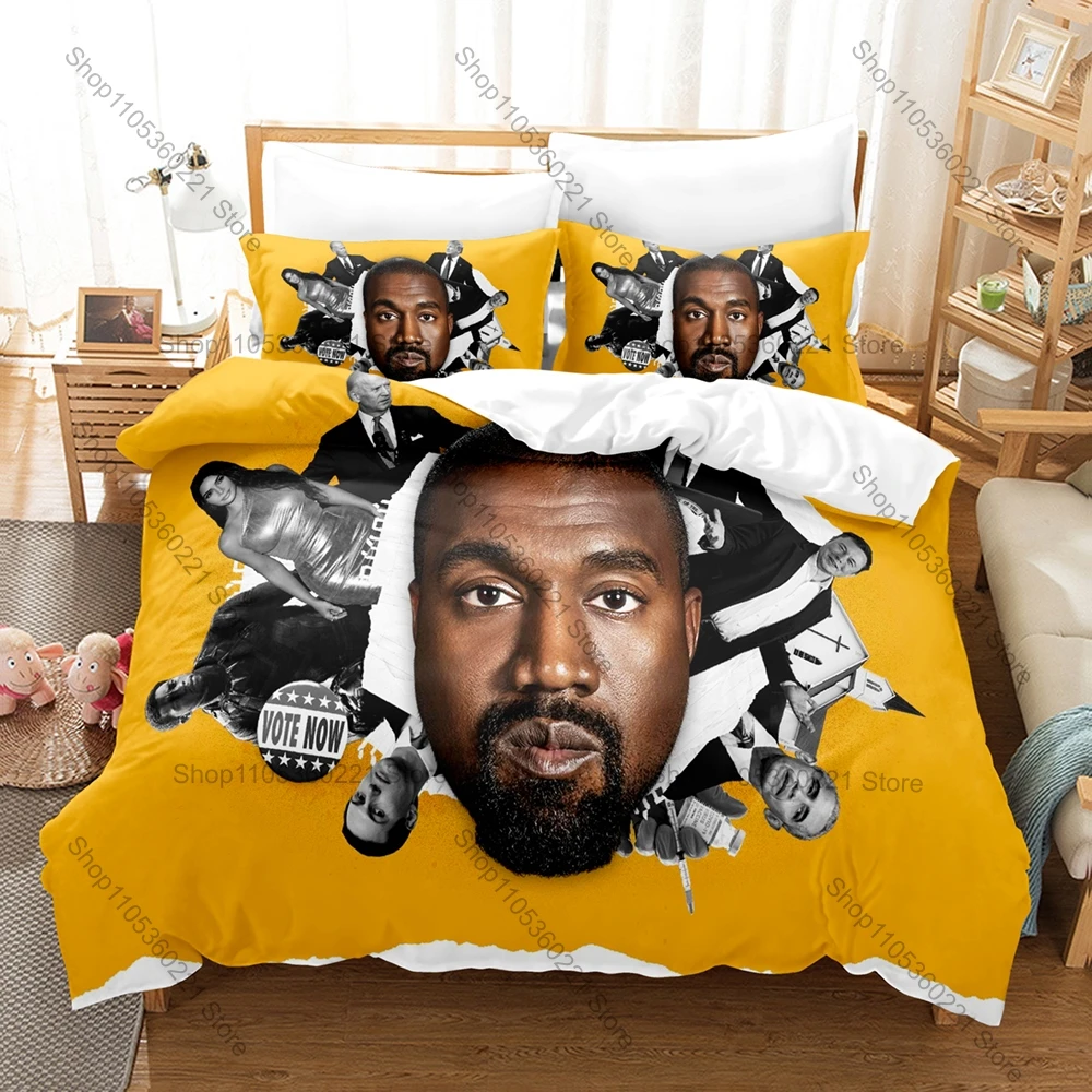 Kanye West Bedding Set 3Pcs Duvet Cover Pillowcase Cool Hip Hop Rap Fans Gift Twin Full Queen King Size