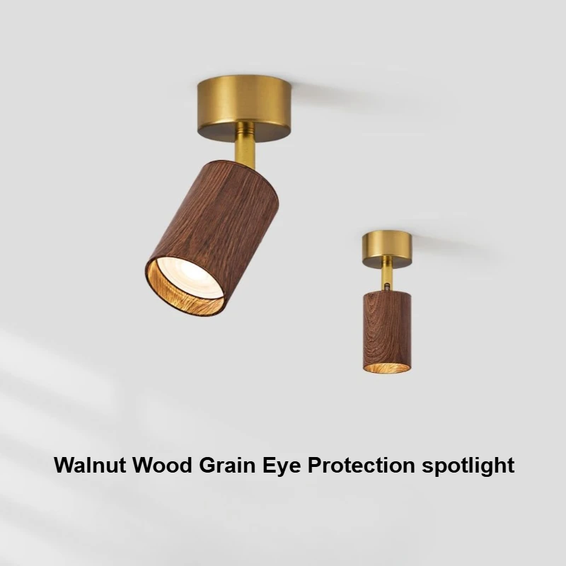

Светодиодный точечный светильник для поверхностного монтажа, регулируемый угол наклона, маленький потолочный светильник из орехового дерева, лампа GU10, алюминиевый, для гостиной, спальни, LED