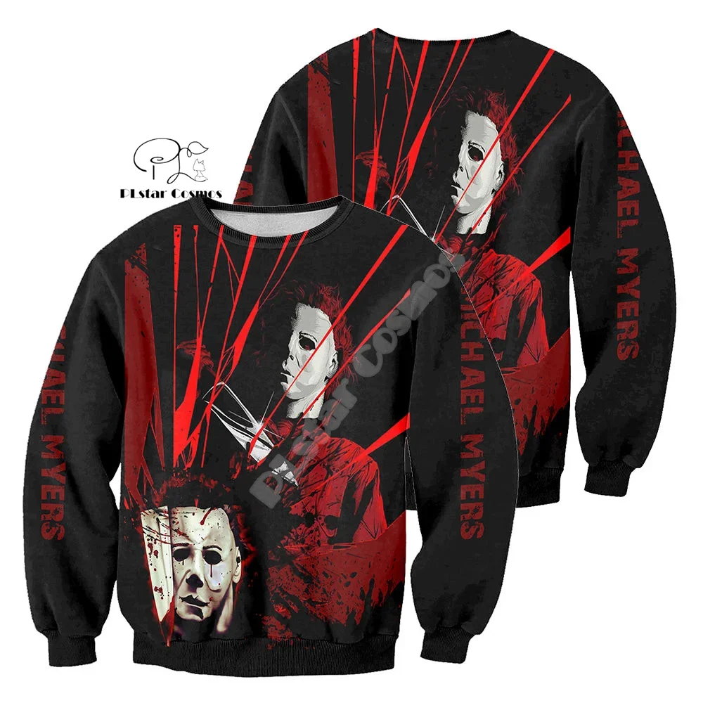 Cosplay Halloween Horror Terror Movie Michael Myers Vintage Retro Graffiti 3DPrint Pullover Streetwear Casual Jacket Hoodies N27