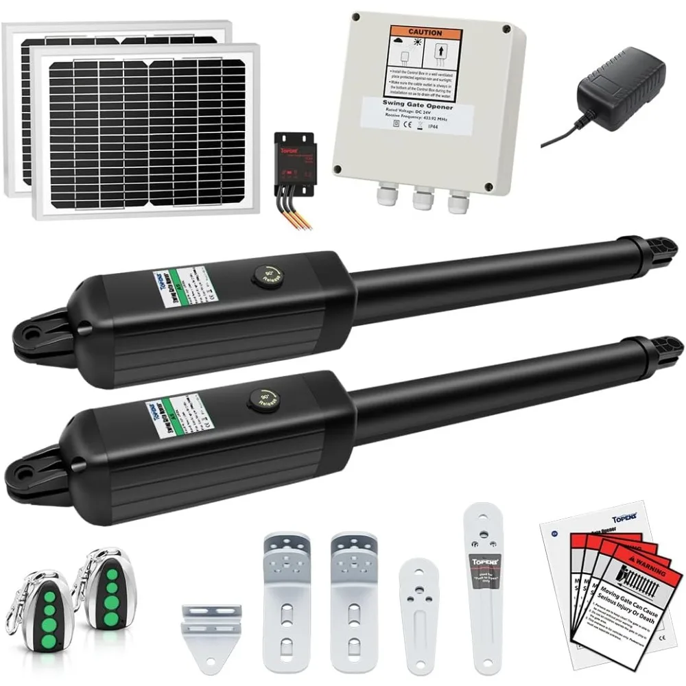 

AD5S Automatic Gate Opener Kit Medium Duty Solar Dual Gate Operator for Dual Swing Gates Up to 16 Feet