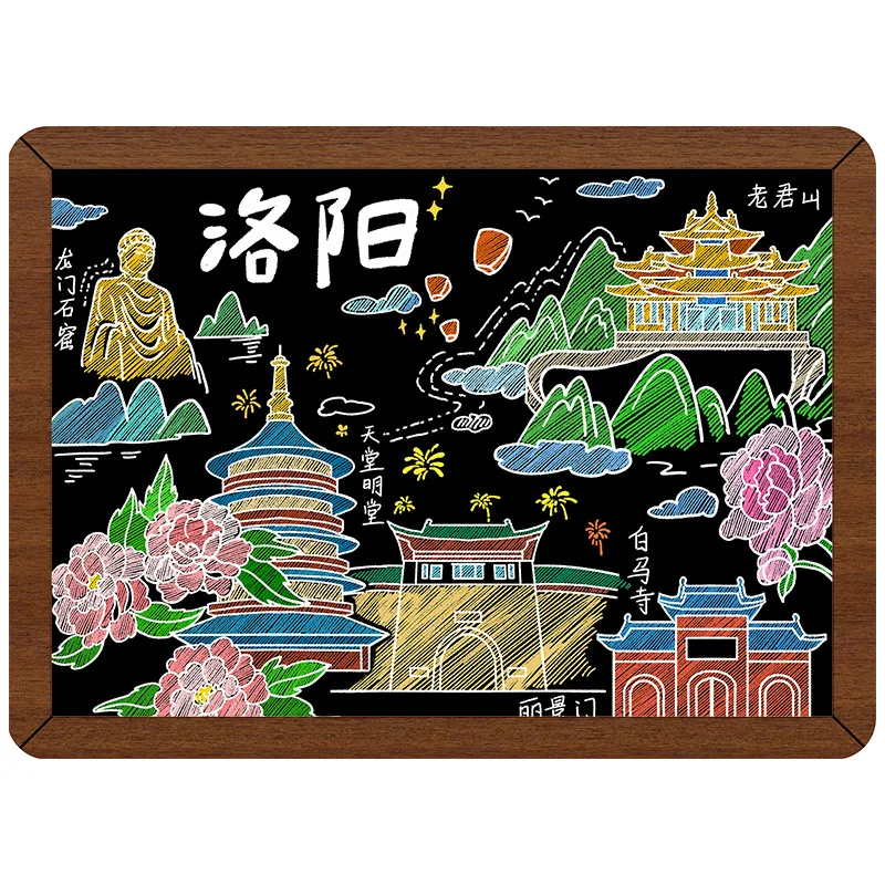 luoyang City scenery Wooden Chinoiserie Fridge Magnet sticker,Magnetic Creative Landmark Travel Souvenir,refrigerator sticker