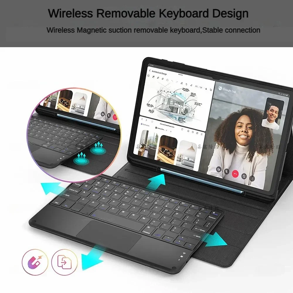 Keyboard Case for Samsung Galaxy Tab S9 Plus Fe 12.4 Tablet Case Wireless Bluetooth with Touch Pad for Galaxy Tab S7 S8 Plus Fe