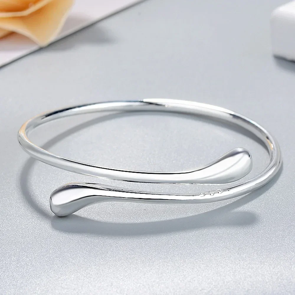 

Charm 925 Sterling Silver Bracelets For Women Fine Water Droplets Bangles Lady Fashion Wedding Party Christmas Gift Jewelry