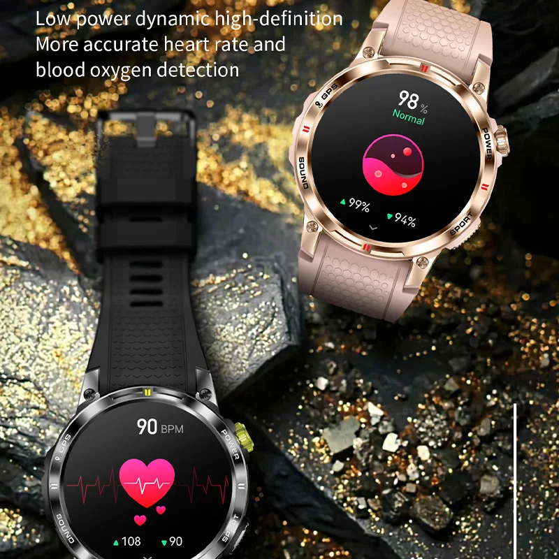 2026 New Smart Men's Watch 1.5-inch AMOLED HD Screen Bluetooth Call GPS Military Sports Fitness Tracker Android IOS
