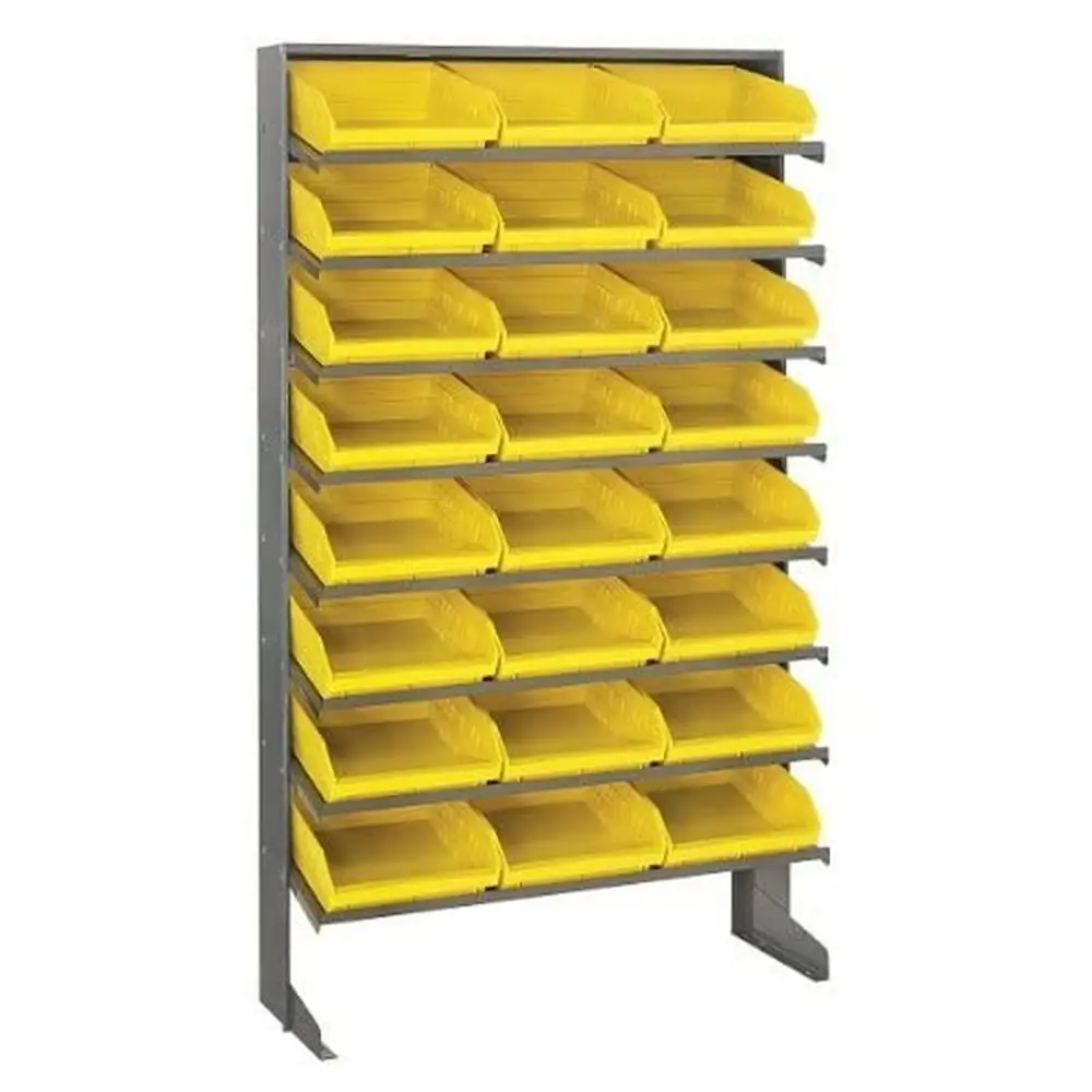 Double-Sided Display Sloped Pick Rack Yellow Bins 400lbs Capacity Warehouse Retail Store Storage Solution Organize Access Small