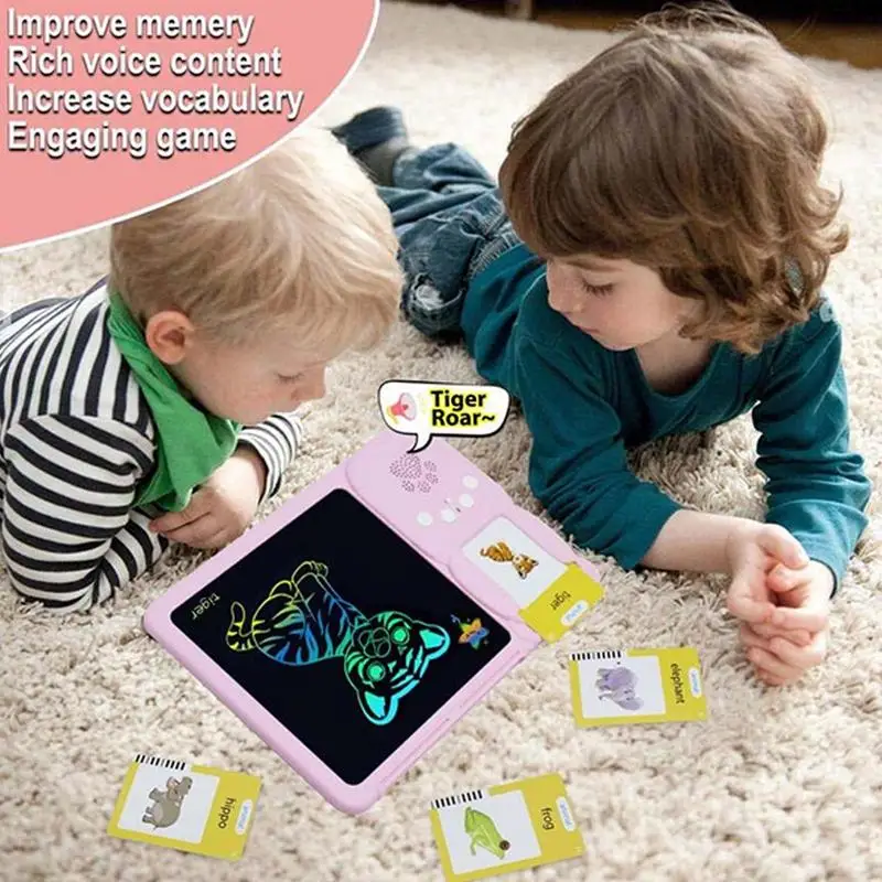 Talking Flash Cards 2-in-1 Language Learning Toys Educational Audible Flash Cards Interactive Words Reading Machine With Drawing