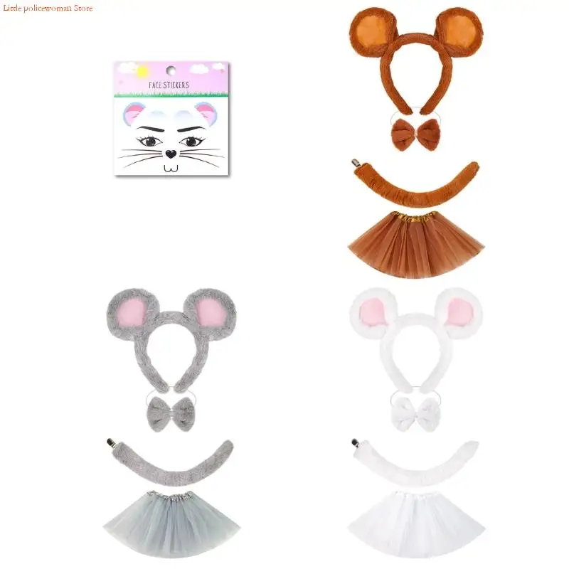 F92D – ensemble d'accessoires Costume souris pour enfants, oreilles souris, bandeau, queue Tutu, Costume pour